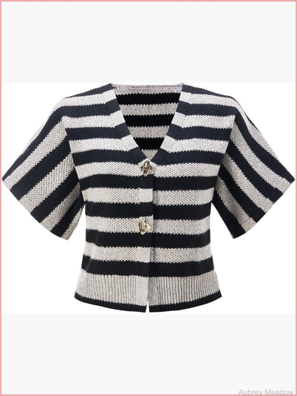 Button Down Knit Vest V Neck Short Sleeve Cardigan Work Office Top